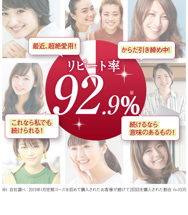 リピート率94.1% 最近、超絶愛用！ からだ引き締め中! これなら私でも 続けられる！ 続けるなら 意味のあるもの！